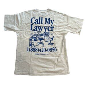Market Call My Lawyer T-Shirt in White Blue